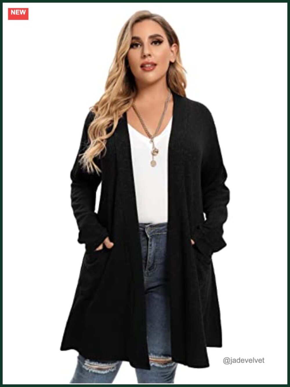 LARACE Open Front Knit Cardigan Sweater with Pockets Loose Fit